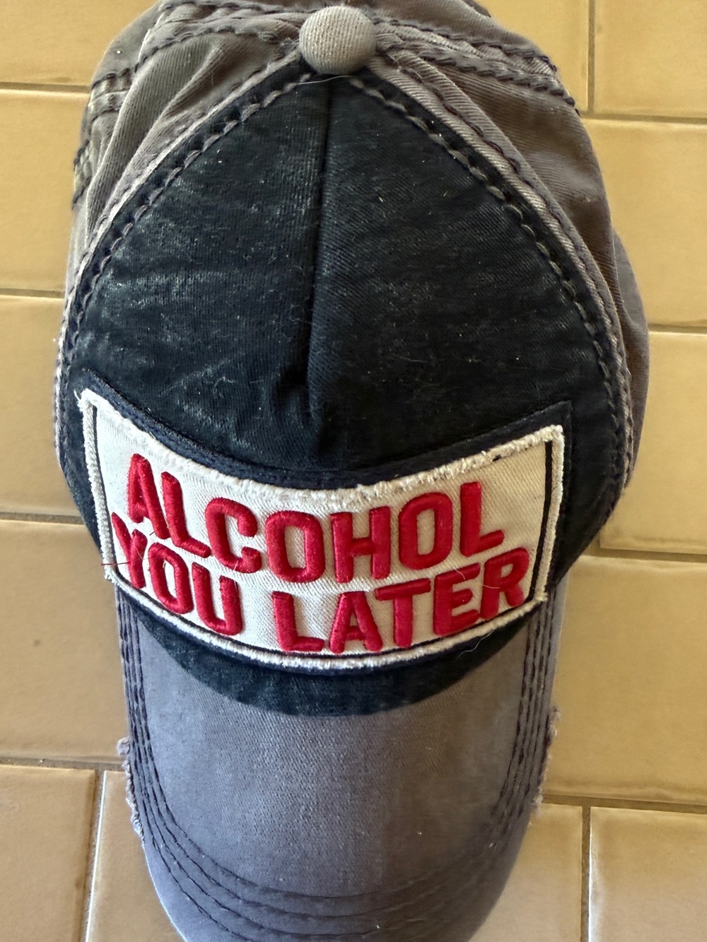 Women”s Alcohol You Later Cotton Baseball Cap Worn Once
One size fits all
#baseb
